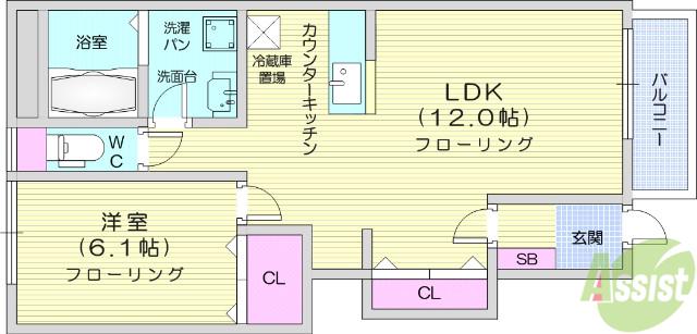 プラソン(1LDK/1階)の間取り写真