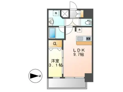 メイクスWアート浅間町(1LDK/12階)の間取り写真