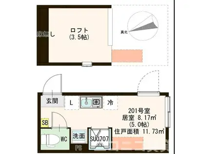 レオトピア北千住(ワンルーム/1階)の間取り写真
