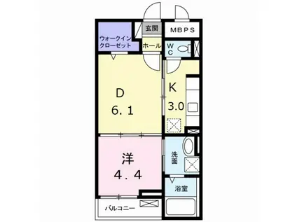 ヴィラMY(1DK/1階)の間取り写真