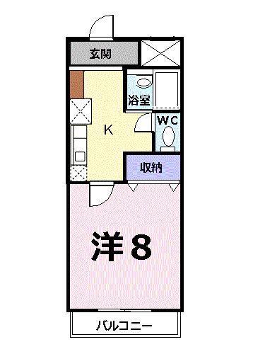 シャンドフレーズ(1K/2階)の間取り写真
