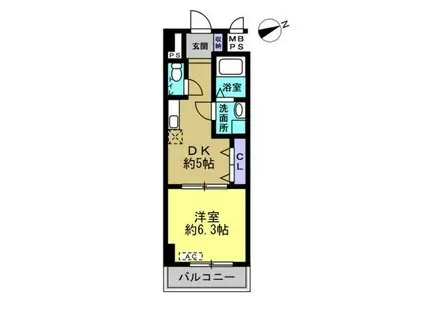 IMASAMORUGEN壱番館(1DK/6階)の間取り写真