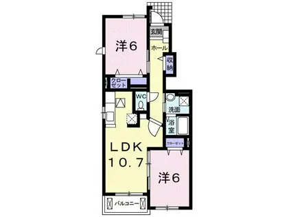 アクティフA(2LDK/1階)の間取り写真
