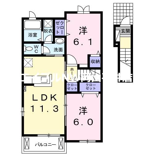 LUANA(2LDK/2階)の間取り写真