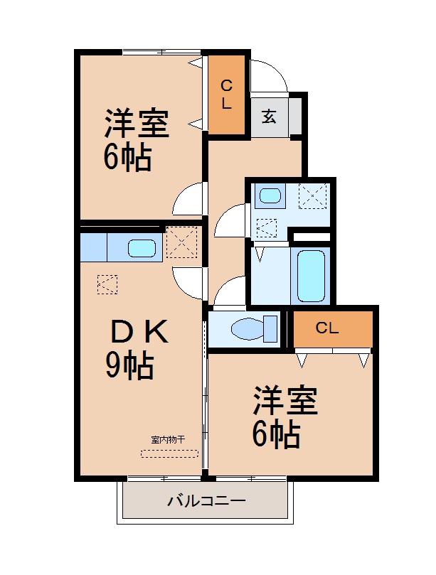 セジュール岡崎(2DK/1階)の間取り写真