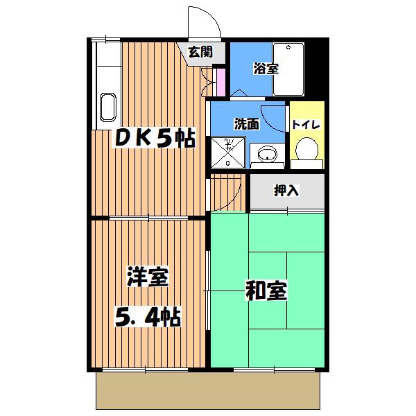 グリーンハイツ(2DK/1階)の間取り写真