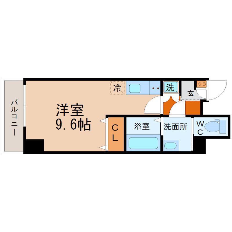 クリスタルテラス本山(ワンルーム/2階)の間取り写真