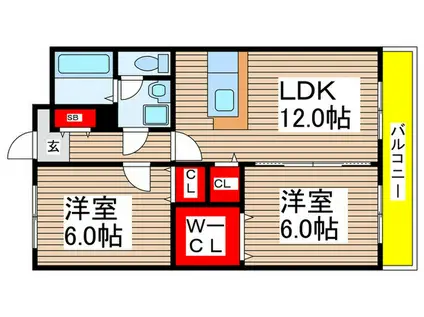 フルーエント芝山(2LDK/1階)の間取り写真