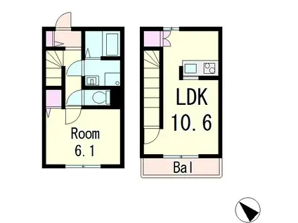 メゾントワ膳所(1LDK/1階)の間取り写真