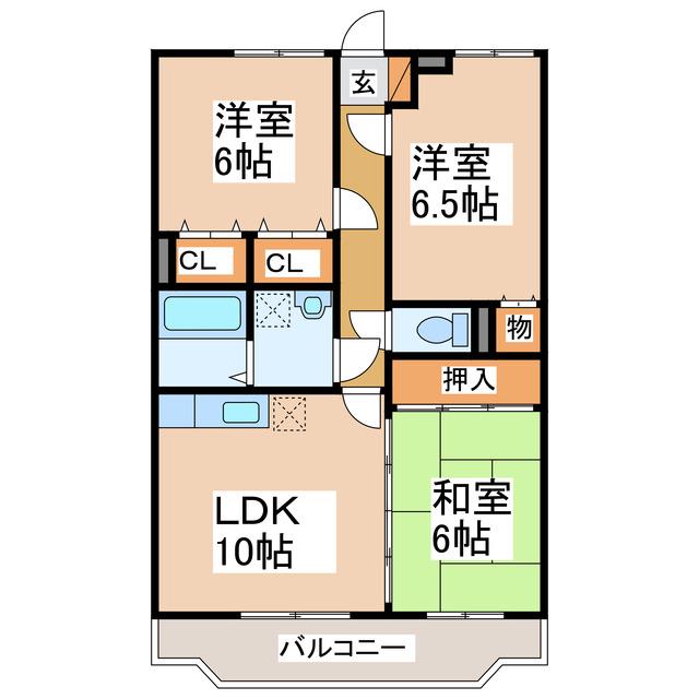 ファインフィールドK(3LDK/2階)の間取り写真