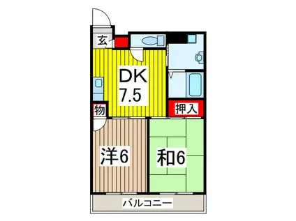 リバプール21(2DK/1階)の間取り写真