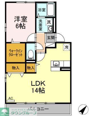 クライン・ガルデンB(1LDK/2階)の間取り写真