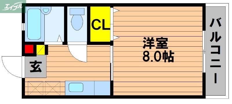 ピアチェーレA(1K/1階)の間取り写真