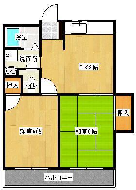 ベルグラーデ城北(2DK/3階)の間取り写真