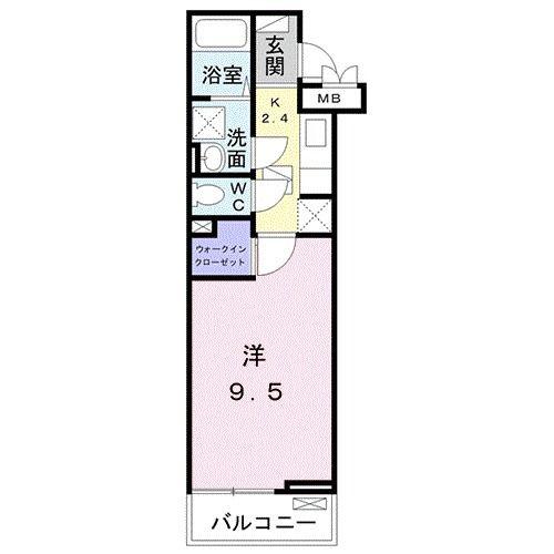 ボヌールA(1K/1階)の間取り写真