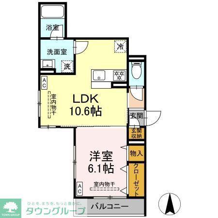 パラディーゾ湘南(1LDK/2階)の間取り写真