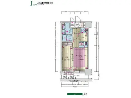プレサンス立売堀パークシティ(1LDK/14階)の間取り写真