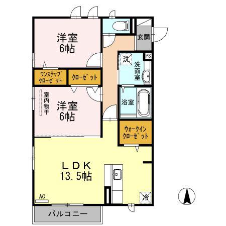 リュクレールA(2LDK/2階)の間取り写真