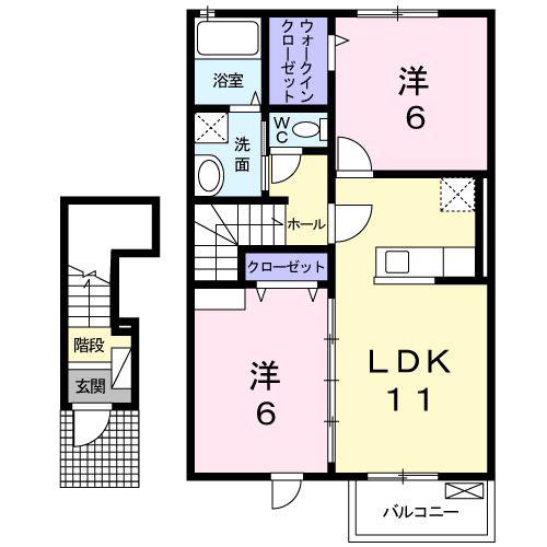 サンパティオII(2LDK/2階)の間取り写真
