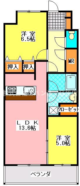 エコロジー千葉みなとレジデンス(2LDK/5階)の間取り写真