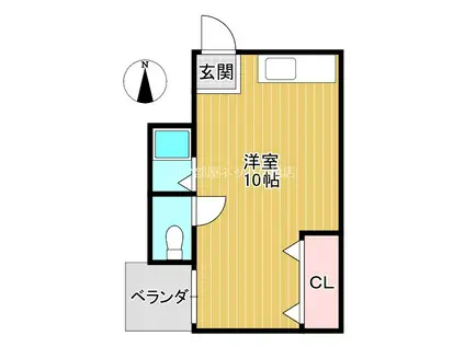 京橋クイーンハイツ(ワンルーム/1階)の間取り写真