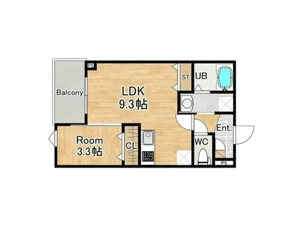 シエーナ川西中央3(1LDK/3階)の間取り写真