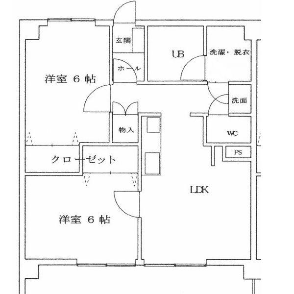 西荘ビル(2LDK/4階)の間取り写真