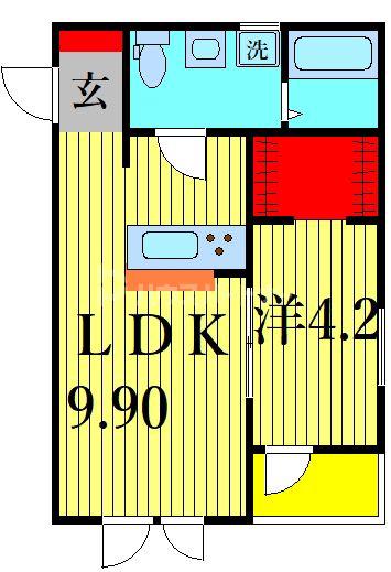 T-フラット2(1LDK/2階)の間取り写真