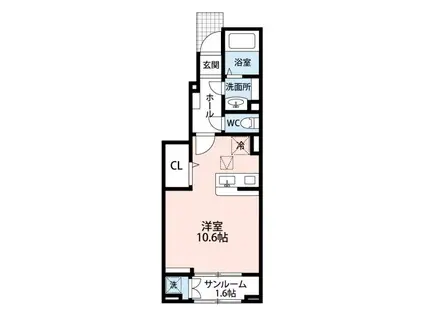 レッチーノII(ワンルーム/1階)の間取り写真