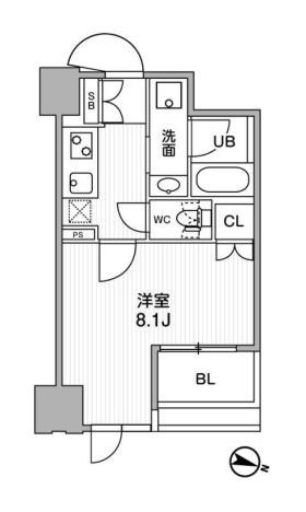 東神田テラスレジデンス(1K/12階)の間取り写真