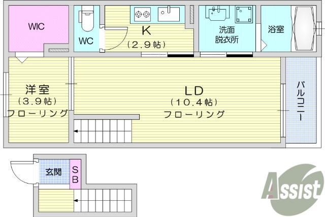 アルカンシェルA棟(1LDK/4階)の間取り写真