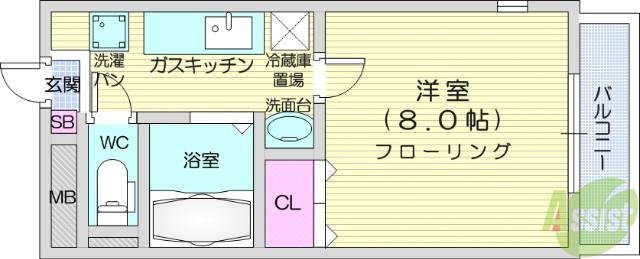 グランドール弐番館(1K/3階)の間取り写真