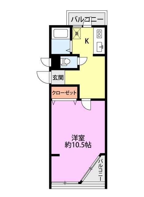 ヒルサイドテラス寺尾台(1K/2階)の間取り写真