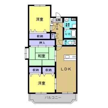 ユーミー老松(3LDK/2階)の間取り写真
