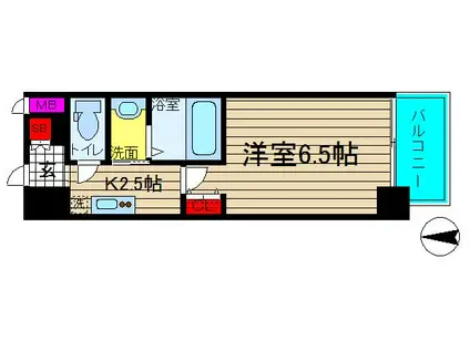 グランパシフィック難波南II(1K/8階)の間取り写真