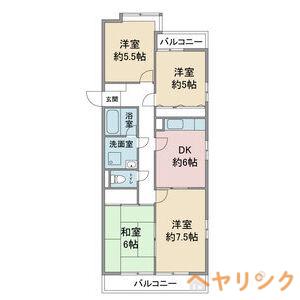 サンハイツ小幡(4DK/3階)の間取り写真