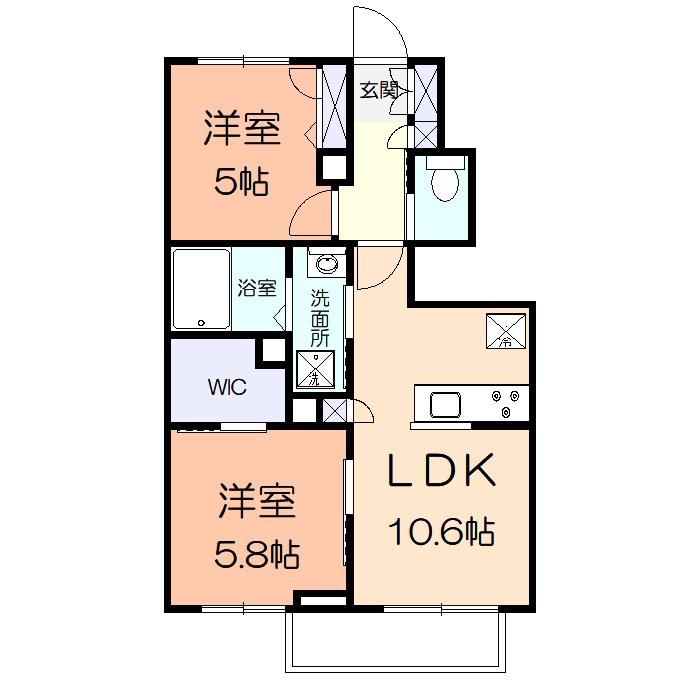 コンフォート泉(2LDK/1階)の間取り写真