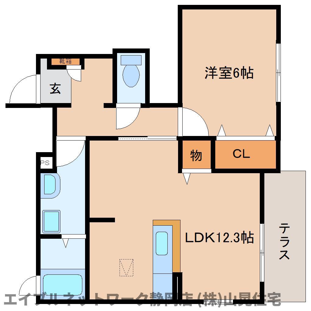 カームリー(1LDK/1階)の間取り写真