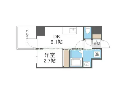 セレニテ新大阪グランデ ミリュー(1DK/13階)の間取り写真