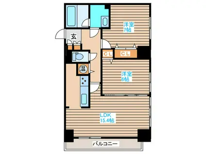ロイヤルヒルズタワー(2LDK/2階)の間取り写真