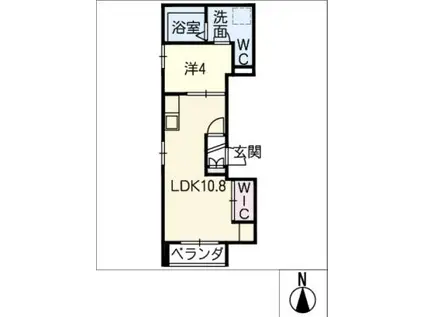 ヘーベル上名古屋(1LDK/2階)の間取り写真