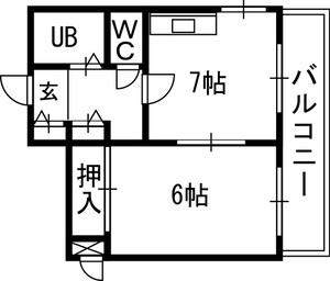 札幌JOW2ビル(1DK/5階)の間取り写真