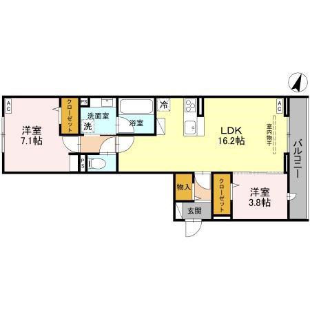 NOBLE RAFFINER戸塚東 A(2LDK/3階)の間取り写真