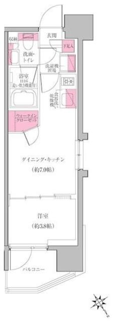 レジディア門前仲町プレイス(1DK/5階)の間取り写真