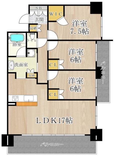 CITY SPIRE難波グレイス(3LDK/9階)の間取り写真