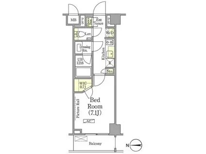 ザ・パークワンズ高輪(1K/1階)の間取り写真