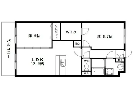 グランストーク上伝馬(2LDK/4階)の間取り写真