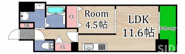 大拓メゾン鶴見(1LDK/3階)の間取り写真