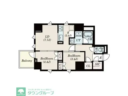 MFPRコート日本橋馬喰町(2LDK/9階)の間取り写真