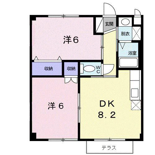 グリーンヒル旭(2DK/1階)の間取り写真
